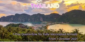 Thailand reduces quarantine period for international arrivals from 1 October 2021