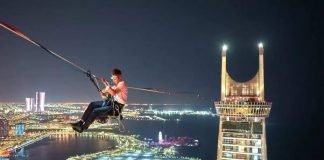Record Set in Qatar for World’s Longest LED slackline Walk