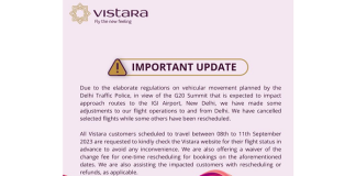 Air India and Vistara offer fee waiver options to passengers amid G20 Summit travel restrictions in Delhi