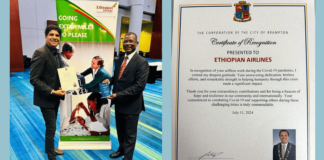 Ethiopian Airlines receives Global Recognition and Appreciation Award for outstanding role in COVID-19 response