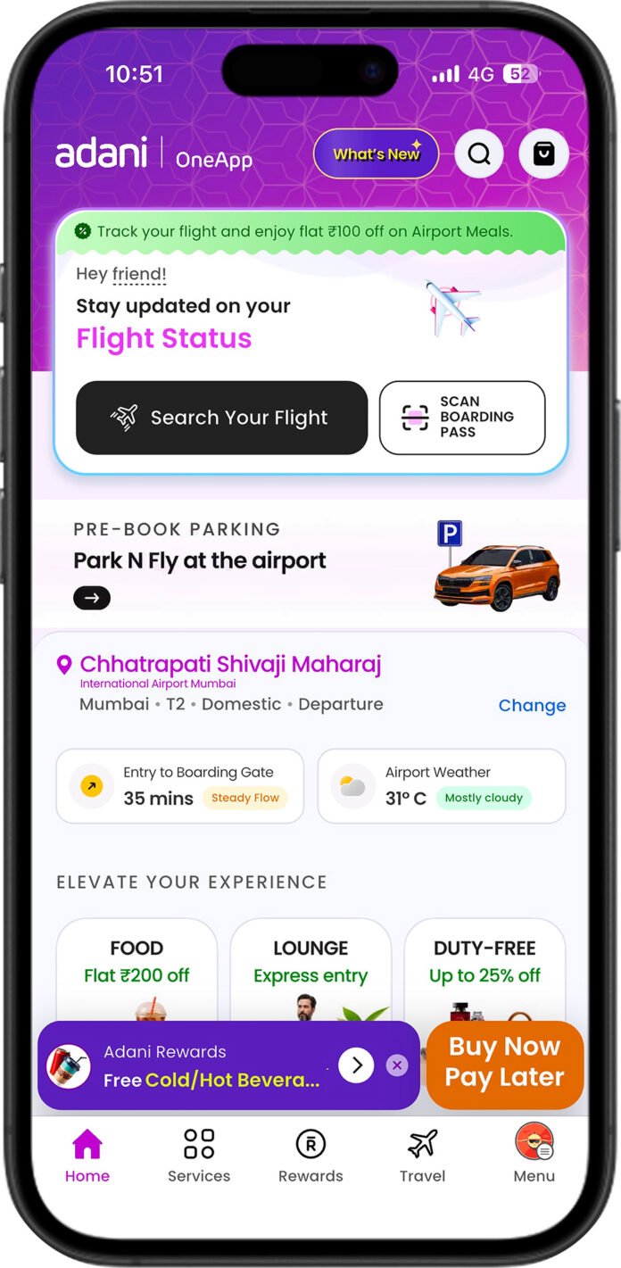web Adani OneAPP home screen